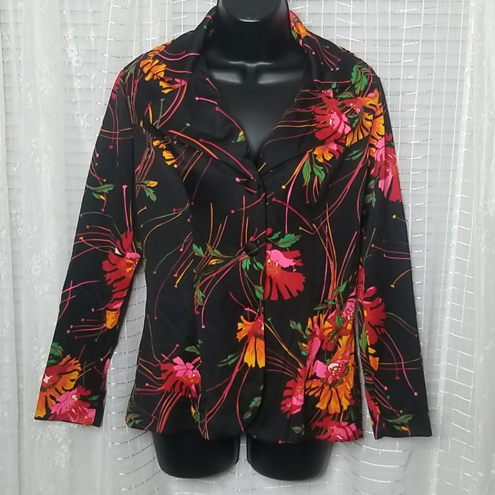 Vintage 60's 70's Long Sleeve Disco Shirt SzM